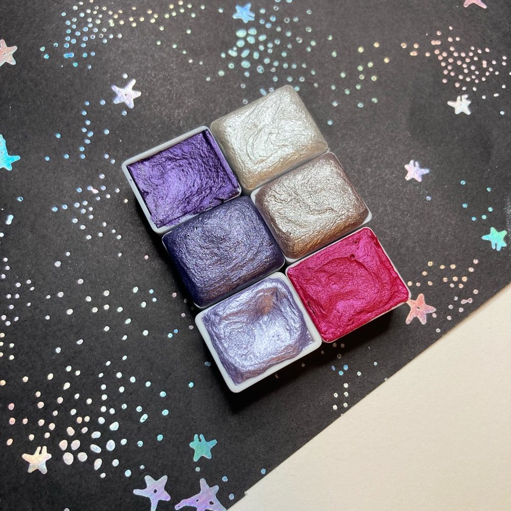 Metallic 6 Colors Watercolor Paints - Half Pans Fairytale Set